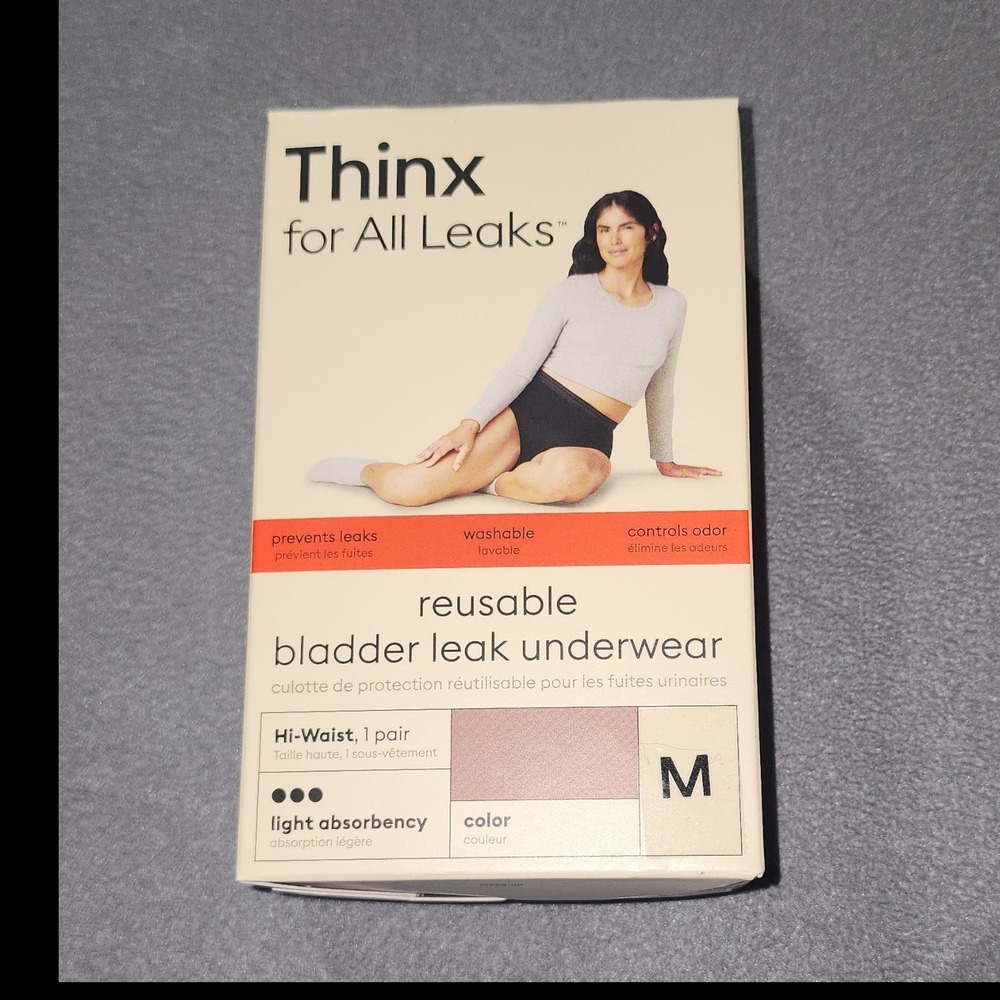Thinx Hi-Waist Light Absorbency Panties Medium Desert Rose Washable Odor Control